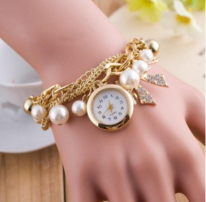 Love Pearl Bracelet with Watch - Elegant Jewelry Gift